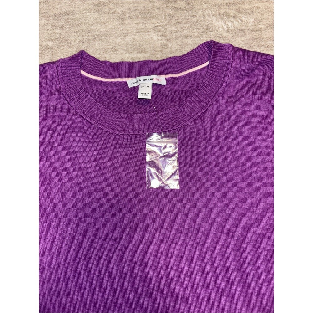 XL New Isaac Mizrahi Live Purple Sweater underlay WHITE shirt NEW Stretch - Picture 2 of 10